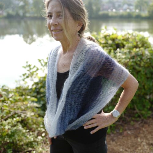 Mohair Ombre Cowl, shown modeled in Navy 7267