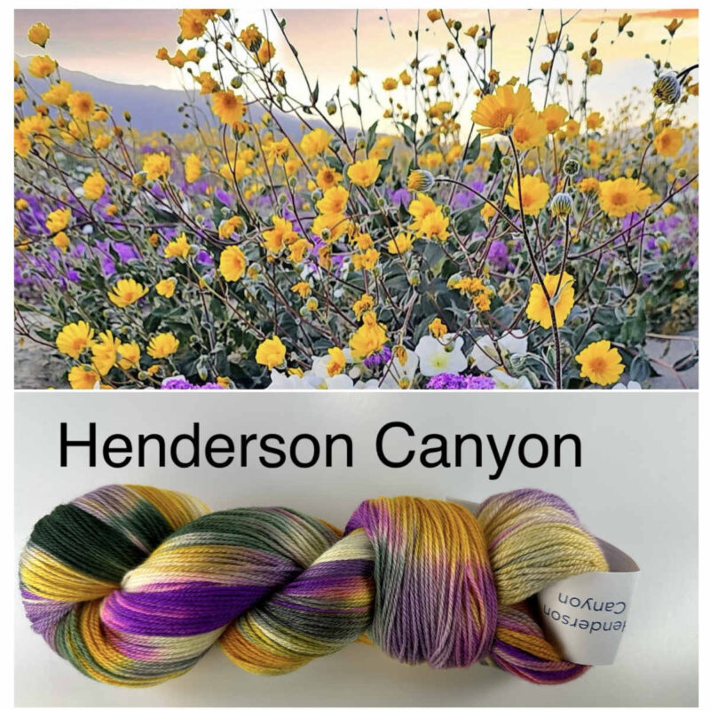 Henderson Canyon blooms inspiration photo with an example skein beneath